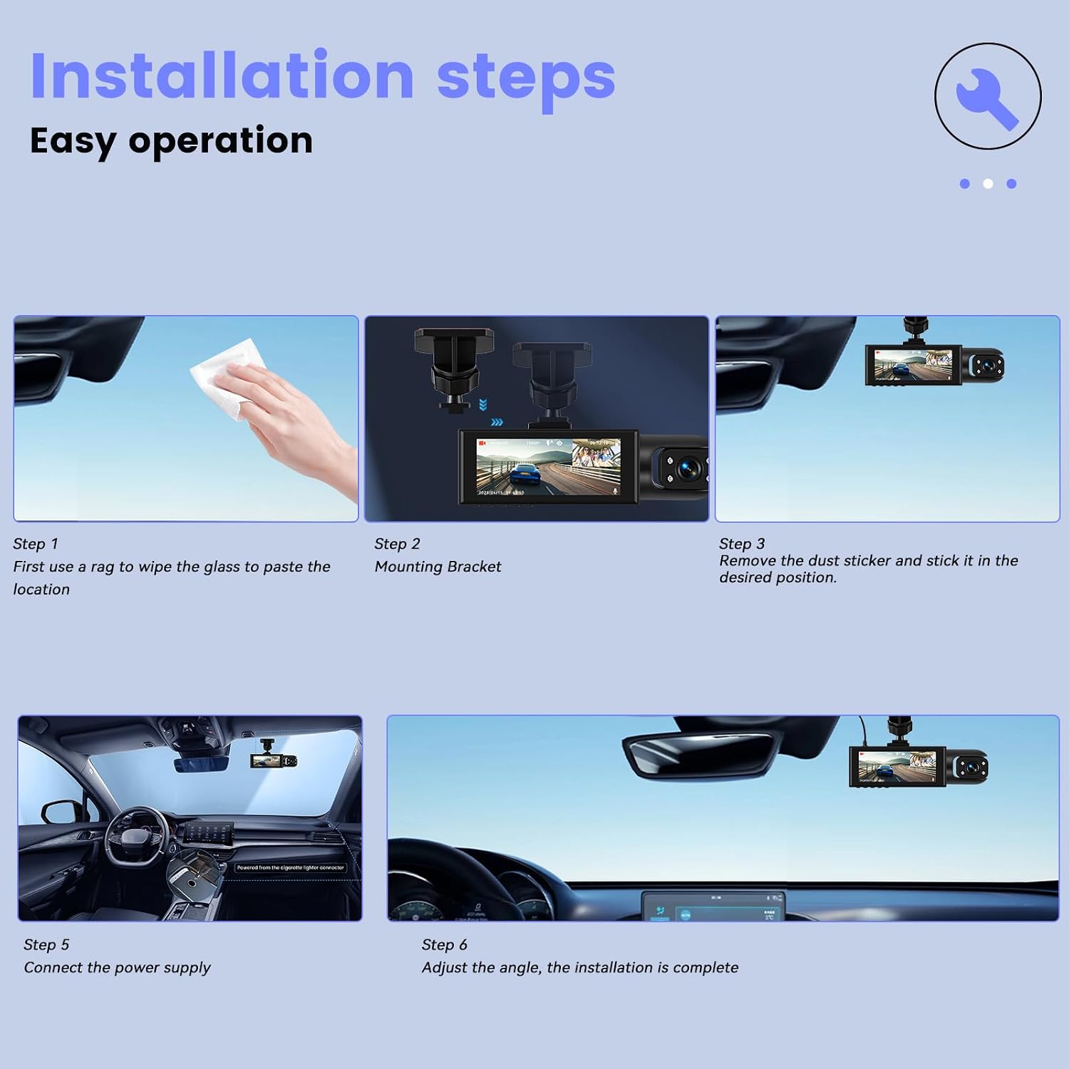 Dual Dash Cam for Cars Front and Inside 3.16 inch IPS Screen 1080P HD Camera for Cars Infrared Night Vision Loop Recording Wide Angle Inside Car Cameras 24H Parking Mode