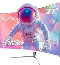 ZZA - 27" White Gaming Monitor, 240-300Hz Curved Monitor, Full HD 1080P Computer Monitor, Eye-Care Display with HDMI, DP, ...
