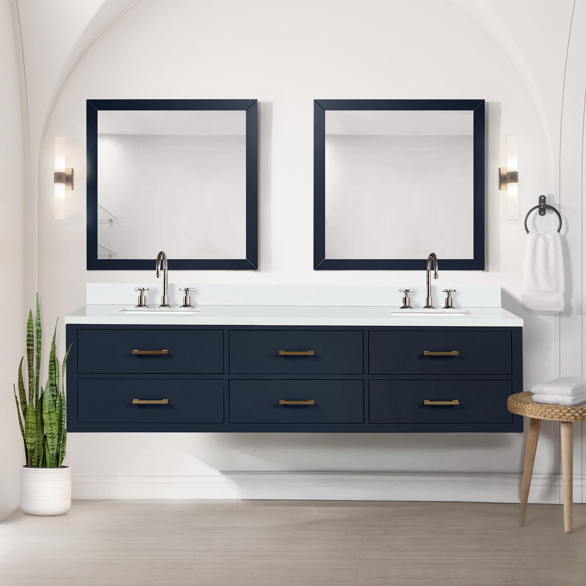 Amazon.com: Blue Double Bath Vanity 80 in. W x 22 in. D, White