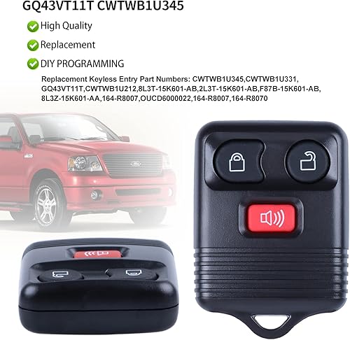 Miniatura 3 de Llavero de repuesto con control remoto compatible con Ford F150 F250 F350 Escape Expedition Explorer Mazda (CWTWB1U212 CWTWB1U331 CWTWB1U331