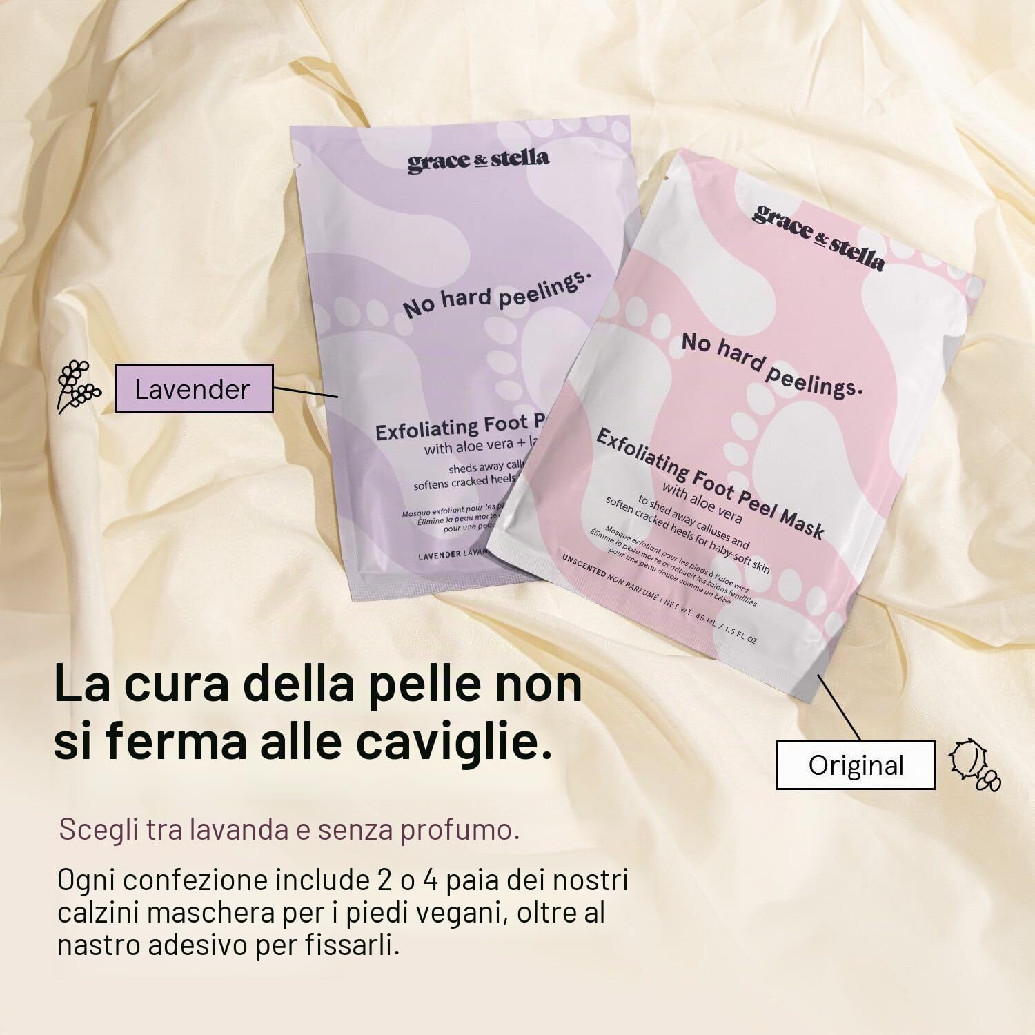 Maschera Piedi Esfoliante (4 Paia, Senza Profumo) – Scrub Piedi con Aloe Vera – Peeling Piedi e Talloni per Rimuovere la Pelle Morta, Calli e Duroni - (4 Pairs)