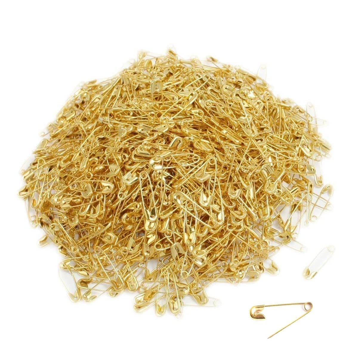 YIDINGFA 2000 Exquisite and Small 19mm Safety pins, Metal Sewing Clothing Accessories, Trimming and Fixing Safety pins (Gold)