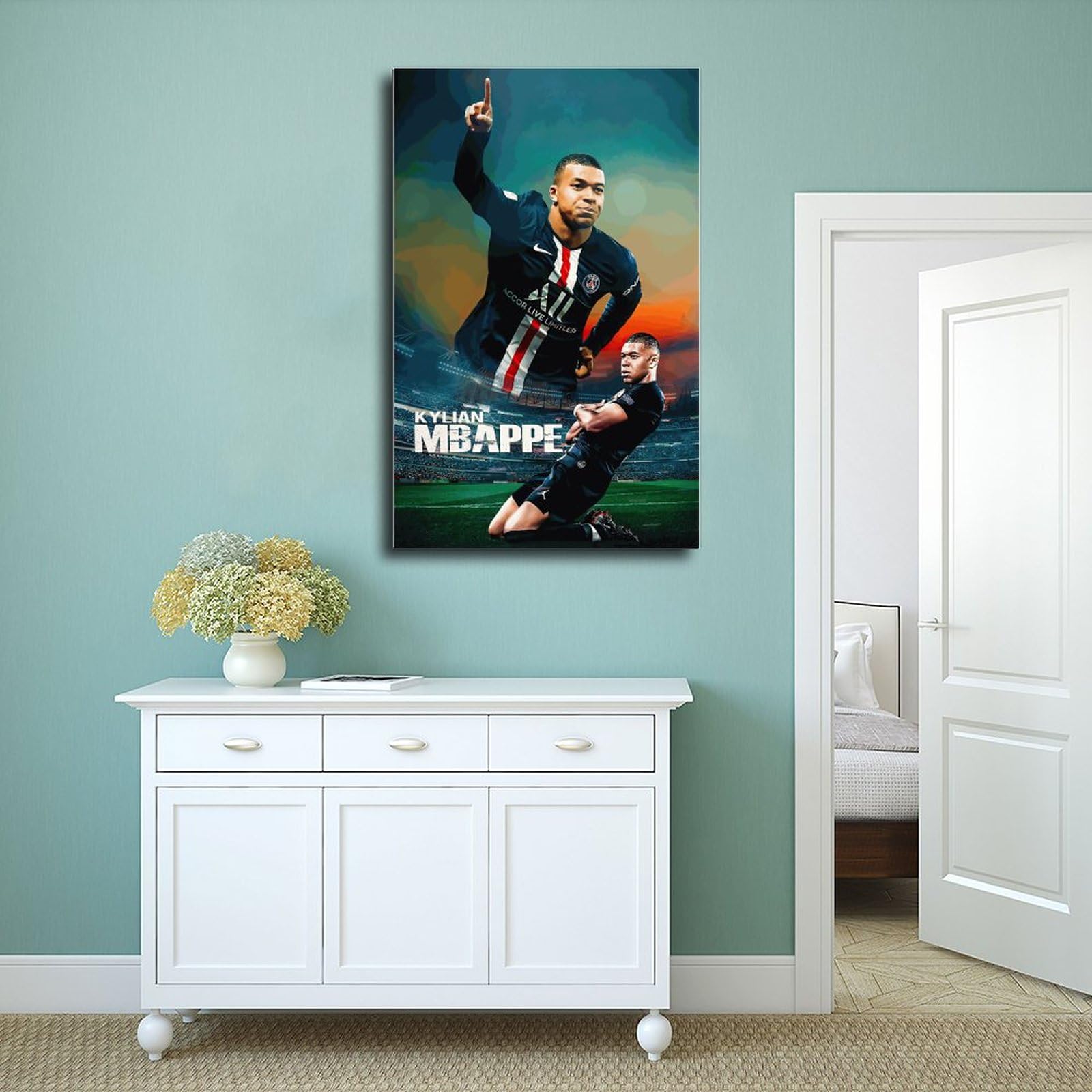 Poster Sur Toile Kylian Mbappe 21 - Décoration Pour Chambre à Coucher, Bureau, Chambre - Cadeau Sans Cadre - 30 X 45 Cm
