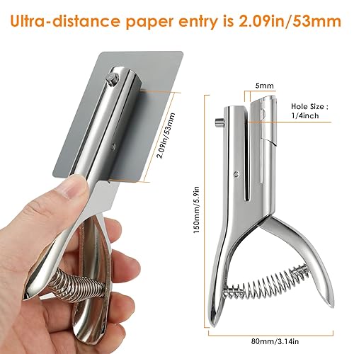 Miniatura 3 de Perforadora de agujero de 2 pulgadas, alcance de 14 pulgadas, perforadora de agujero único, perforadora de papel portátil de mano larga para