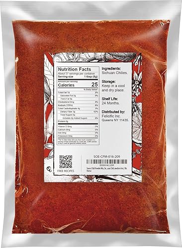 Vista 13 de Soeos Polvo de chile Sichuan prémium de 8 onzas (7.97 oz), todo natural, polvo de chile asiático, sabroso chile rojo picante en polvo de chiles