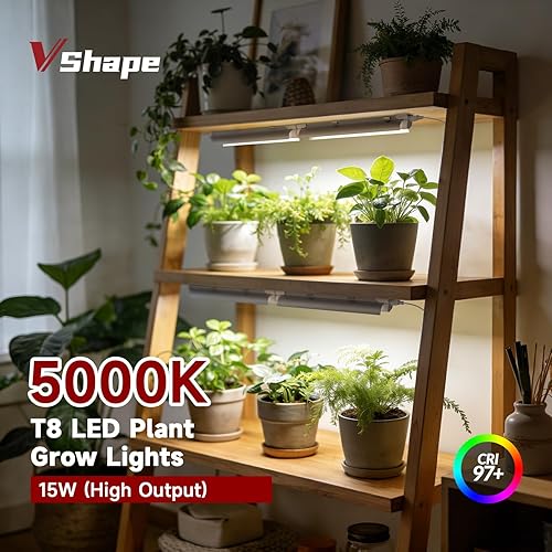Vista 2 de Paquete de 2 luces LED de crecimiento de 1 pie, espectro completo de 5000 K, 30 W (2 x 15 W), lámpara de cultivo enlazable, luces de cultivo T8