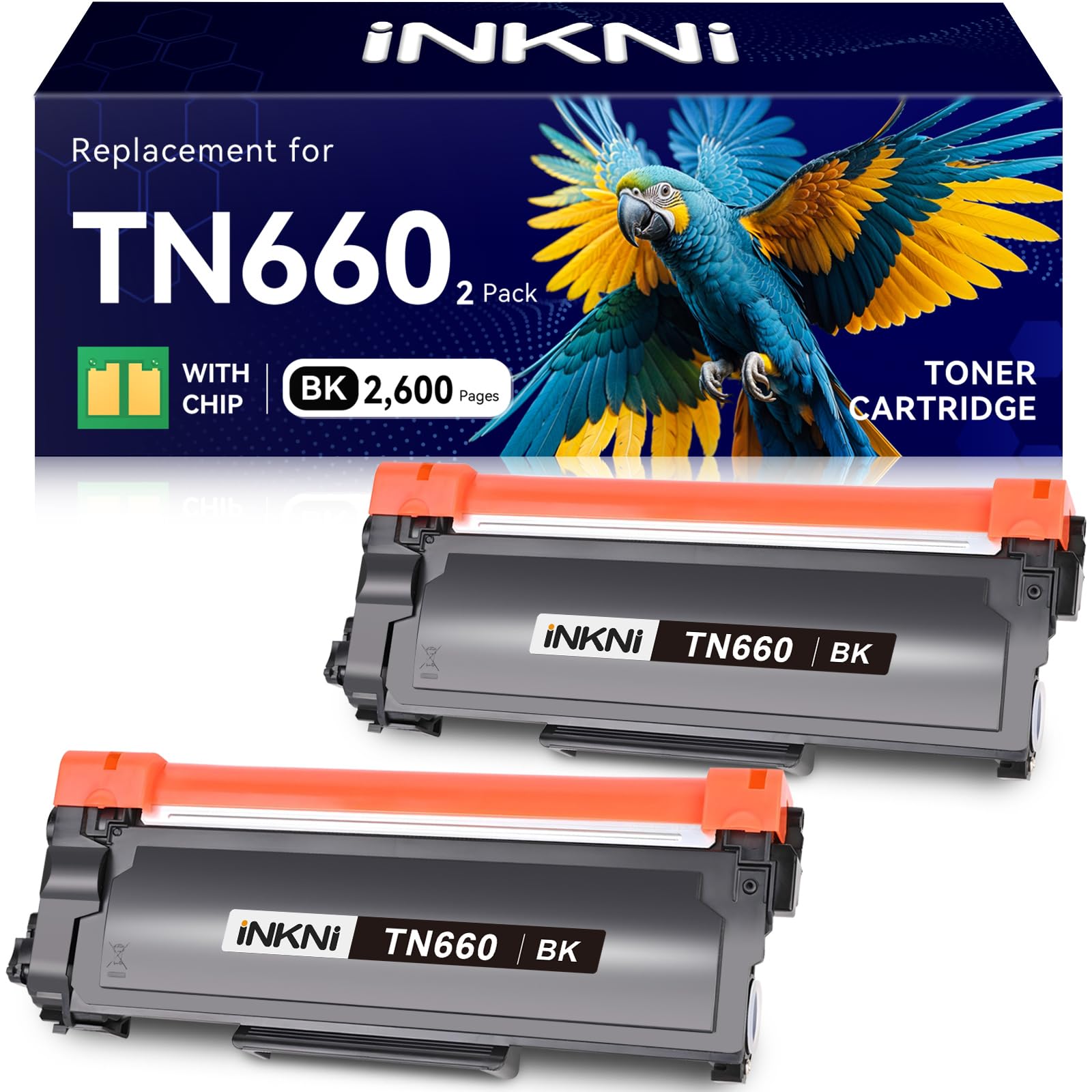 InkNI Compatible TN660 TN630 Toner Cartridge for Brother, Black, 2-Pack | Compatible for Brother HL-L2300D DCP L2540DW HL L2320D HL L2360DW HL L2380DW MFC L2700DW Printer