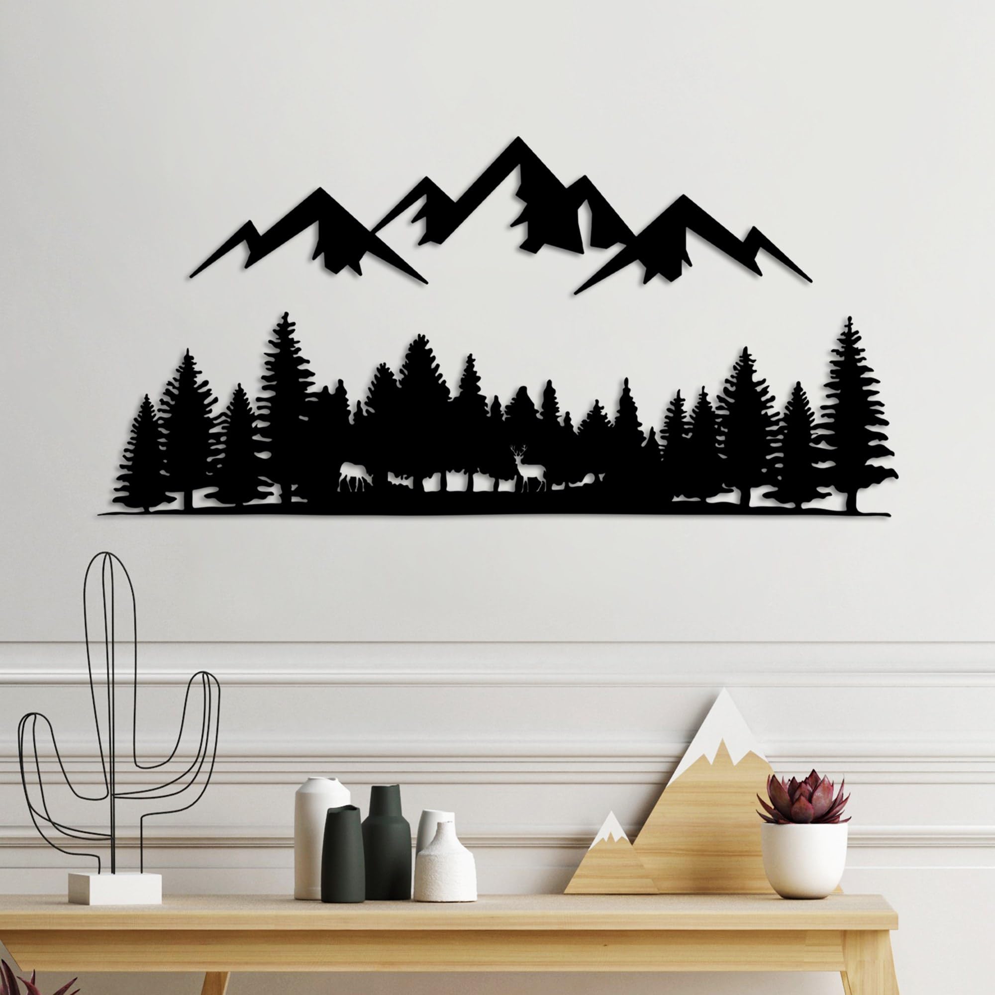 Stylish Black Decorative Metal Wall Accessory, 54 x 14 cm & 70 x 33 cm, 100% Metal, 1.5 mm Thick, Easy Wall Mounting, Perfect for Home Decor