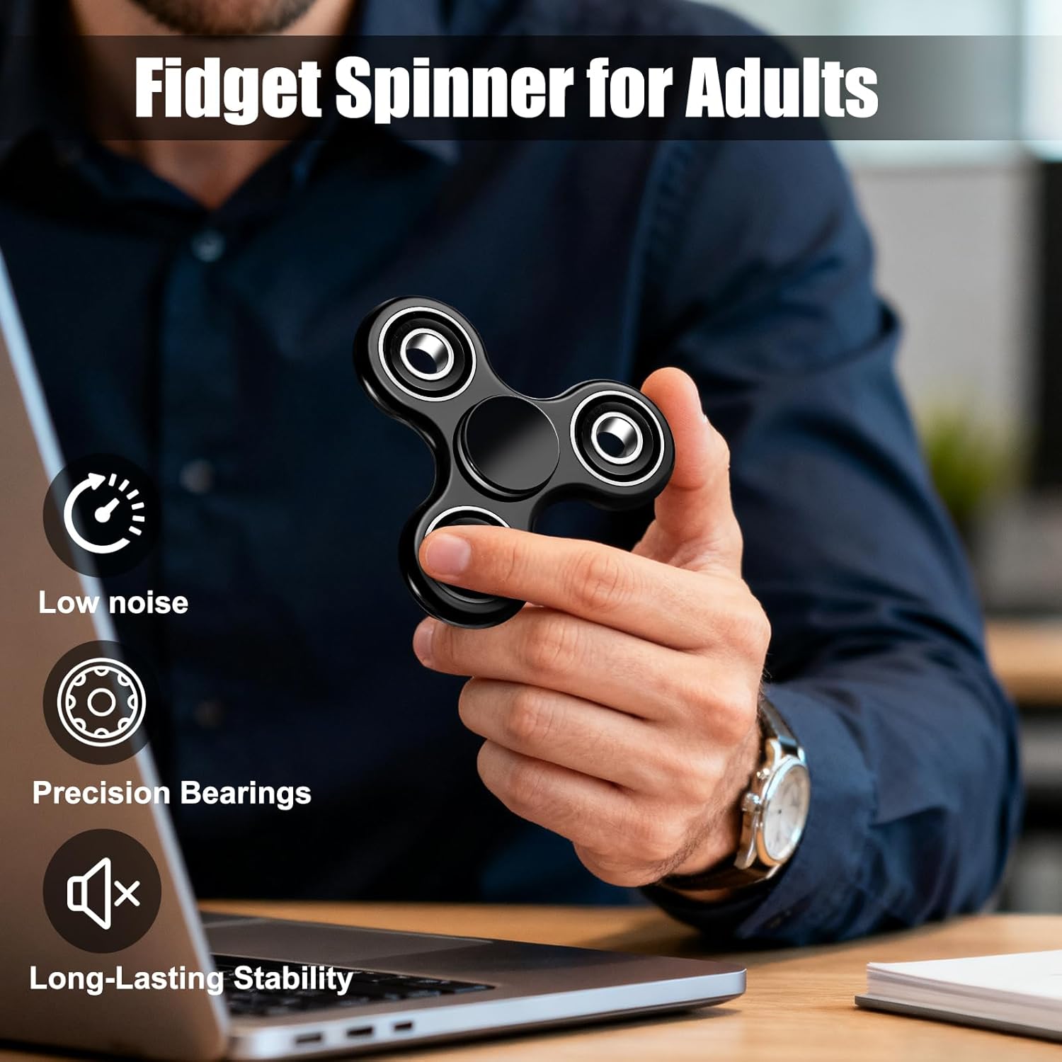 Fidget Spinner Toy 1 Pack, Sensory Fidget Toys for Kids Adults, Anxiety Stress Relief Fidget Spinners for ADHD Autism, Christmas Stocking Stuffers, Classroom Prize, Birthday Party Favors