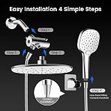 PWERAN Shower Head with Handheld Combo – Anti-clog silicone nozzles