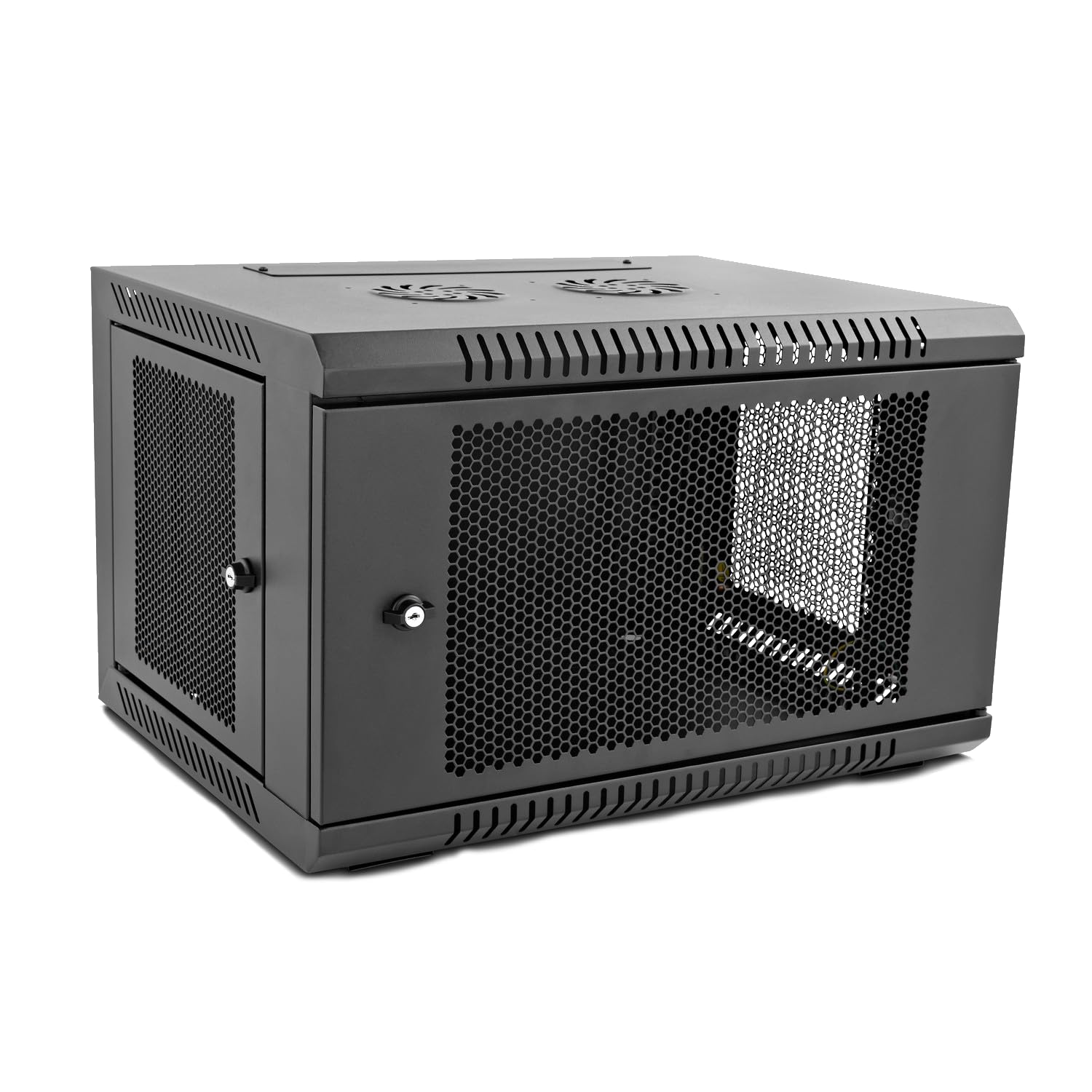 V7 RMWC6U-1N 6U Wall Mount Rack Cabinet Enclosure (Fully assembled, vented door, adjustable mounting rails, cold rolled steel, 5 year warranty), Black