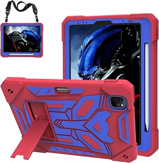 iPad Pro 11 inch Case, iPad Air 5/4th Generation Case 10.9" with Pencil Holder Kickstand Shoulder Strap Shockproof Full Body Protective 4th/3rd/2nd/1st Cover for Kids Boy (Red+Blue)