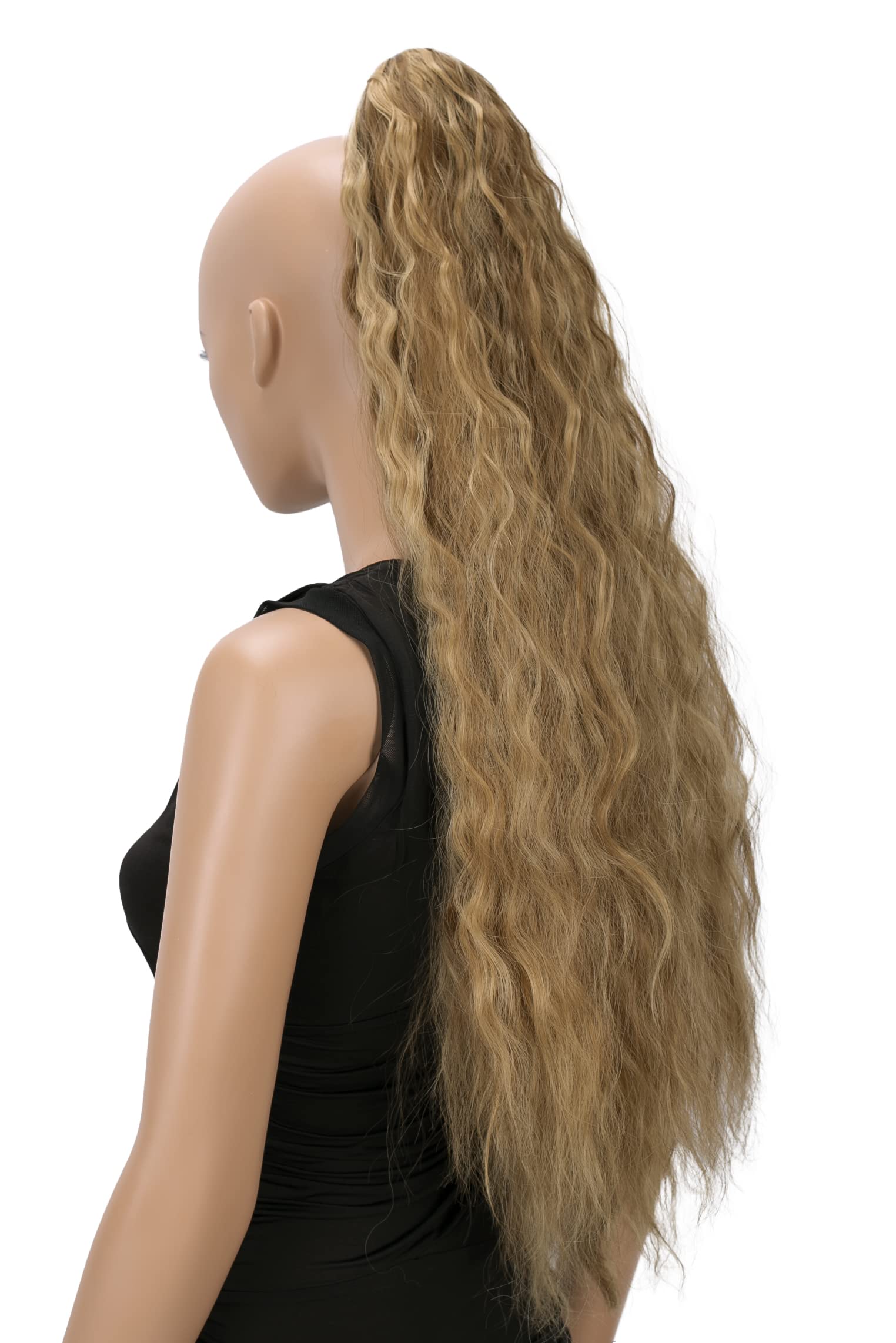 Caisha 70 Extra Lungo Voluminoso Ondulato Coda Di Cavallo Parrucchino Fibre Sintetiche Resistenti Al Calore Con Clip A Farfalla Riflessi Biondi Castani H704-image