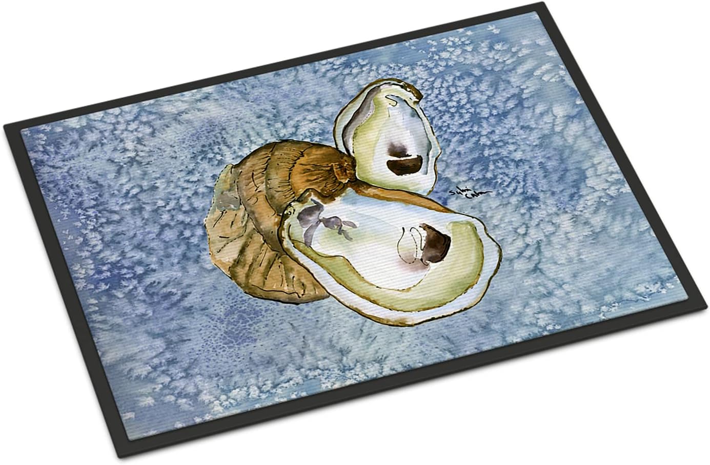 Caroline's Treasures 8152-MAT Oyster Doormat 18x27 Front Door Mat Indoor Outdoor Rugs for Entryway, Non Slip Washable Low Pile, 18H X 27W