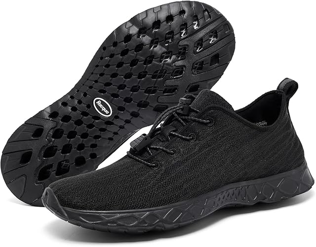 Racqua Mens Womens Water Shoes Swim Pool Beach Lightweight Quick Drying Aqua Shoes Outdoor Athletic Sport Walking Shoes Black EU36=UK 4.5