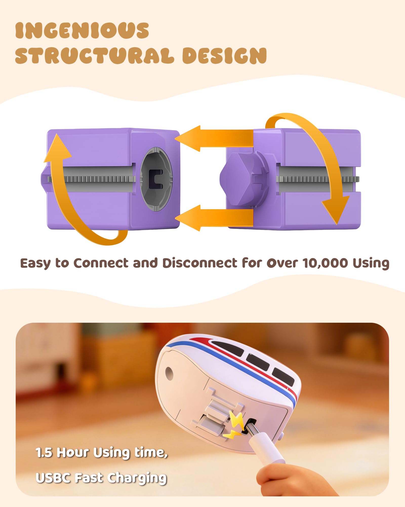 Clickrail Electric Train Set Magic Rail Cube Train Set including 67Pcs Cube Track+52Pcs Accessories Track Fusion Train Track with 2 Rechargeable Magnetic Train Anti-Gravity Train Toy for Kids - Image 4