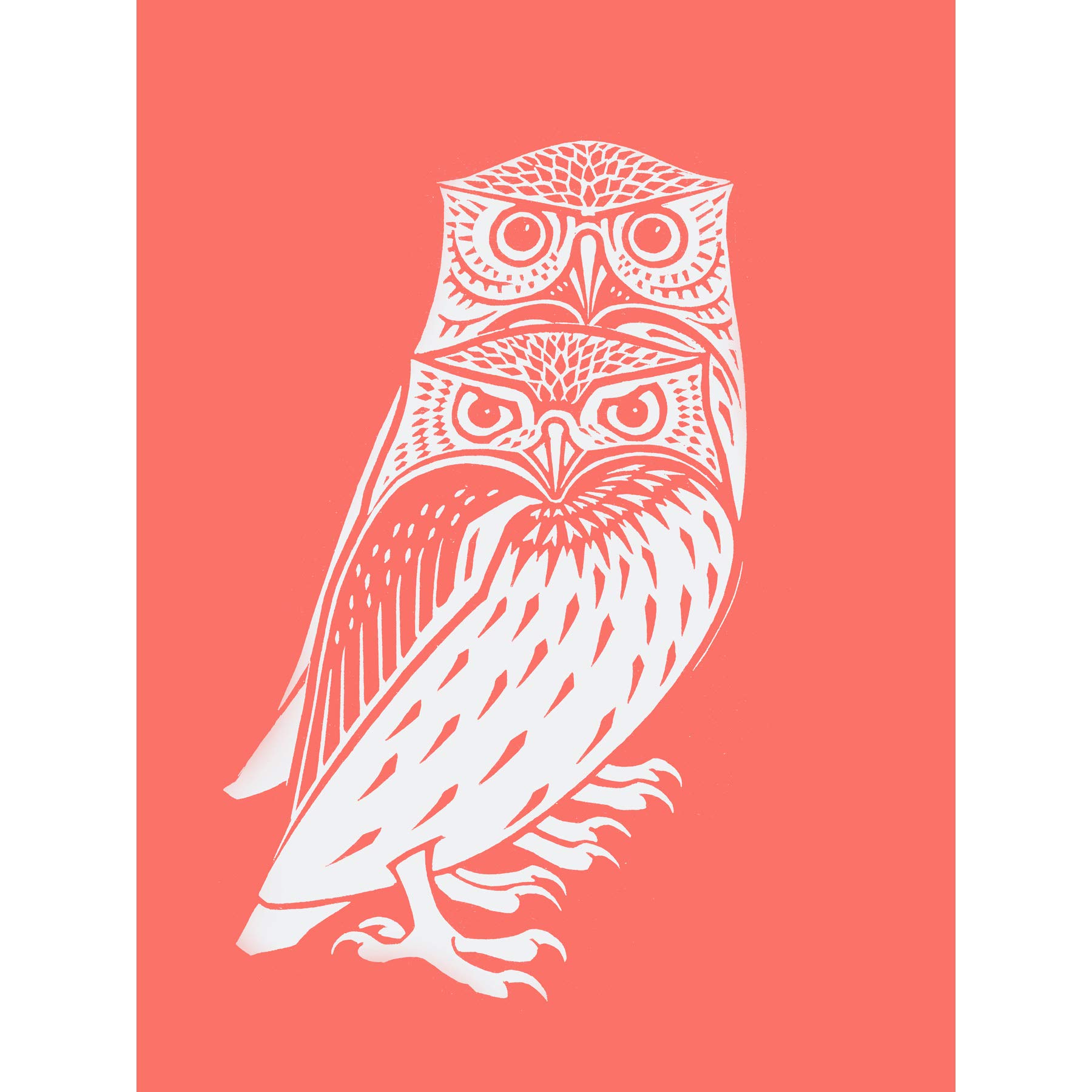 Wee Blue Coo Living Coral Owls Julie De Graag Art Print Poster Wall Decor