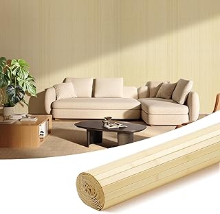 OUZUGIE 1 Pack 96x24 Inch Natural Bamboo Wall Panel – Raw Pole Wrap Pane...