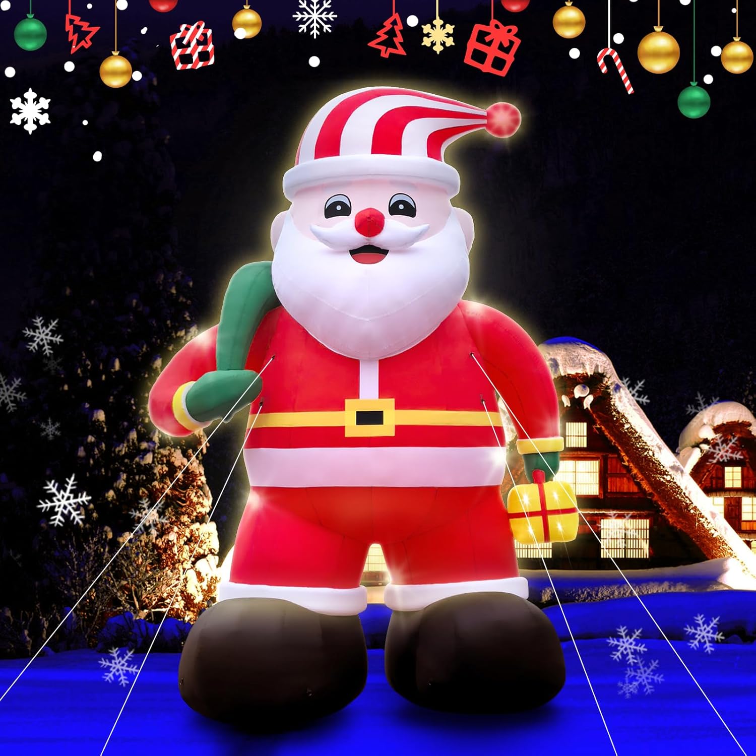 SYMMKI 26FT Upgraded Santa Inflatable Outdoor with LED