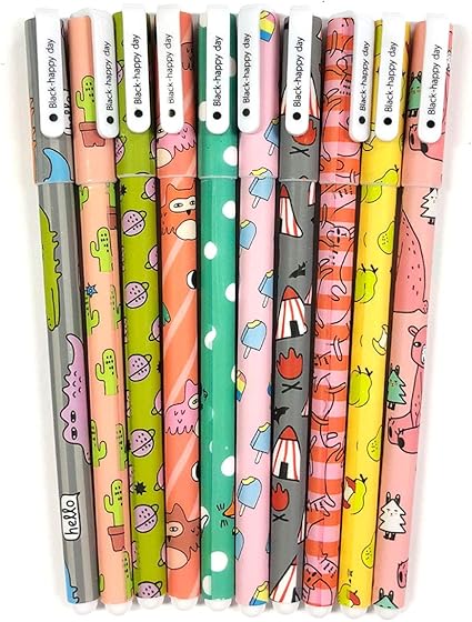 Amazon Wrapables かわいいノベルティゲルインクペン 0 38mm 細字 10本セット 学校 オフィス 文房具用 0 38mm ジェルインクボールペン 文房具 オフィス用品