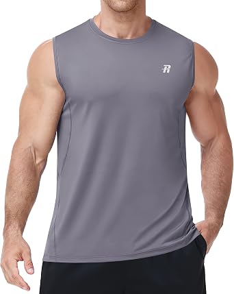 Runhit Mens Tank Top Quick Dry Workout Sleeveless Shirts for Men Gym UPF 50+ Muscle Shirt Athletic Tanks Moisture Wicking