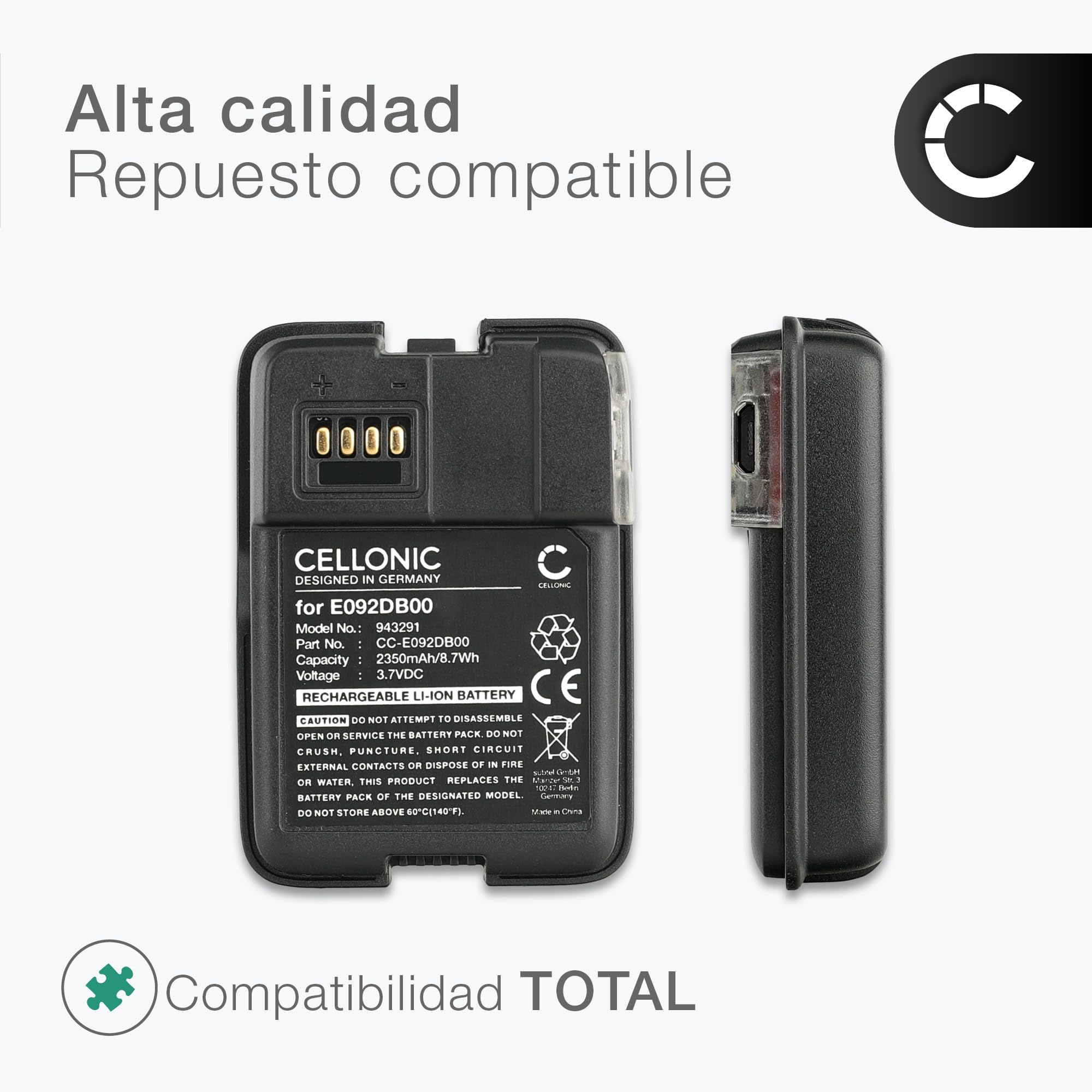CELLONIC 1x Batería para Iluminación y Linternas Compatible con Petzl Swift RL, Swift RL Pro, E092DB00 - (2350mAh, 3.7V)