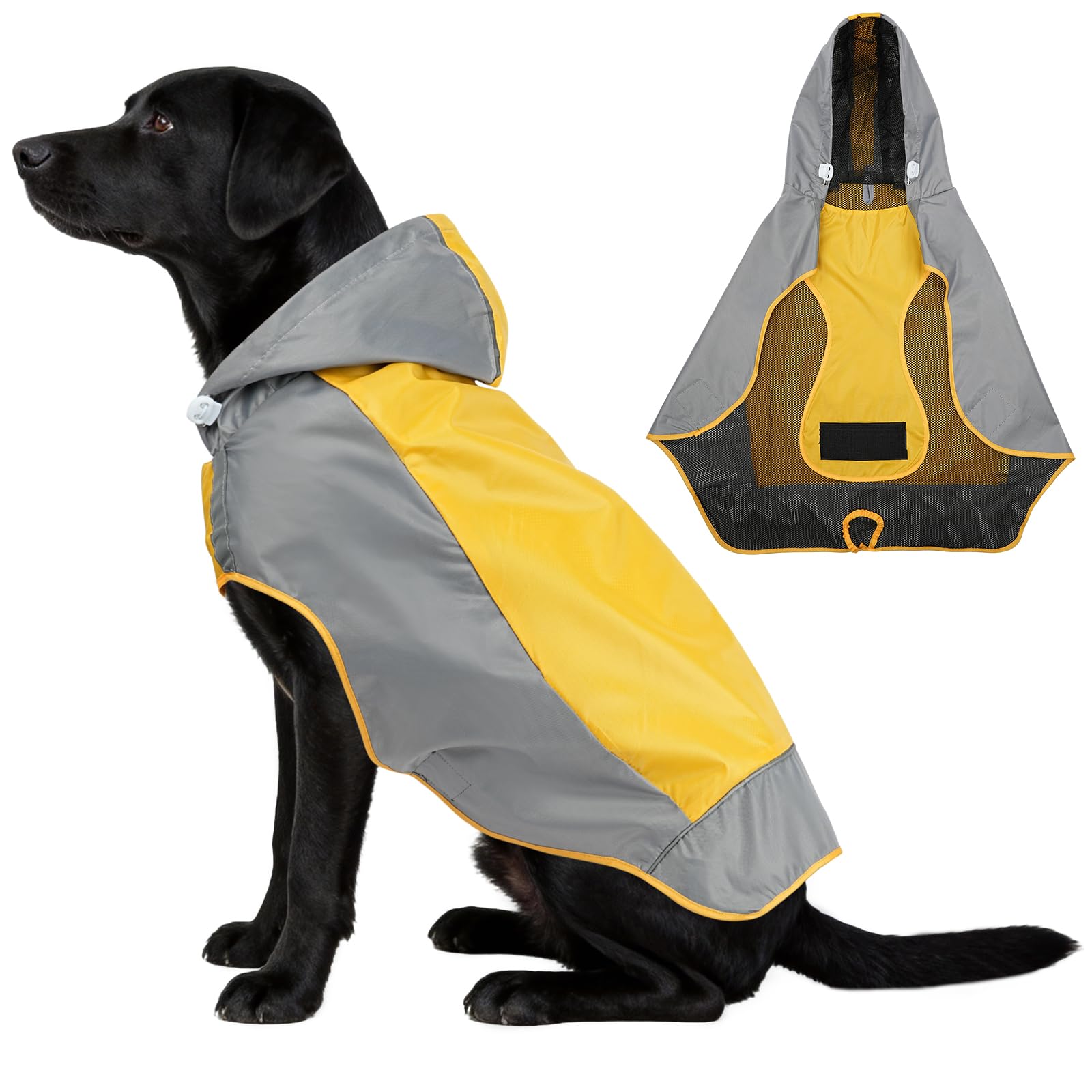 AOOWU Imperméable Chien, imperméable pour Chien étanche avec Bandes réfléchissantes, Manteau de Pluie imperméable pour Chien, Veste de Pluie réglable pour Chiens de Petite, Moyenne et Grande Taille