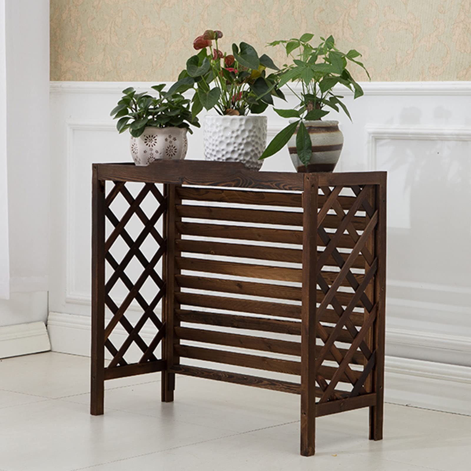 Support de climatisation en bois pour embellir votre balcon végétal