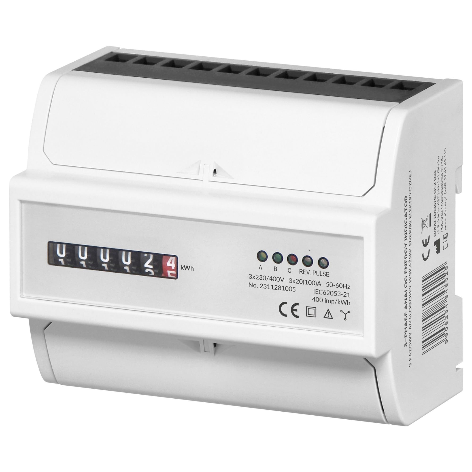 Compteur de Consommation Électrique Triphasé Miratic 100A sur Rail DIN