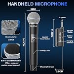 Rechargeable Wireless Microphone, NEWBAXS Dual Cordless Handheld Dynamic Wireless Mics,1/4'' Output for Karaoke, Meeting, Wedding,Singing, Church