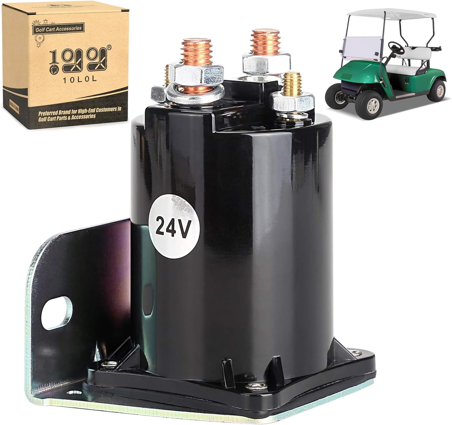 10L0L 24V Golf Cart Solenoid for EZGO Electric Golf Cart 1991-2008, 200A 4 Terminal, Replace OEM# 20468G3, 20468-G3, SLN1162, 72-501-42