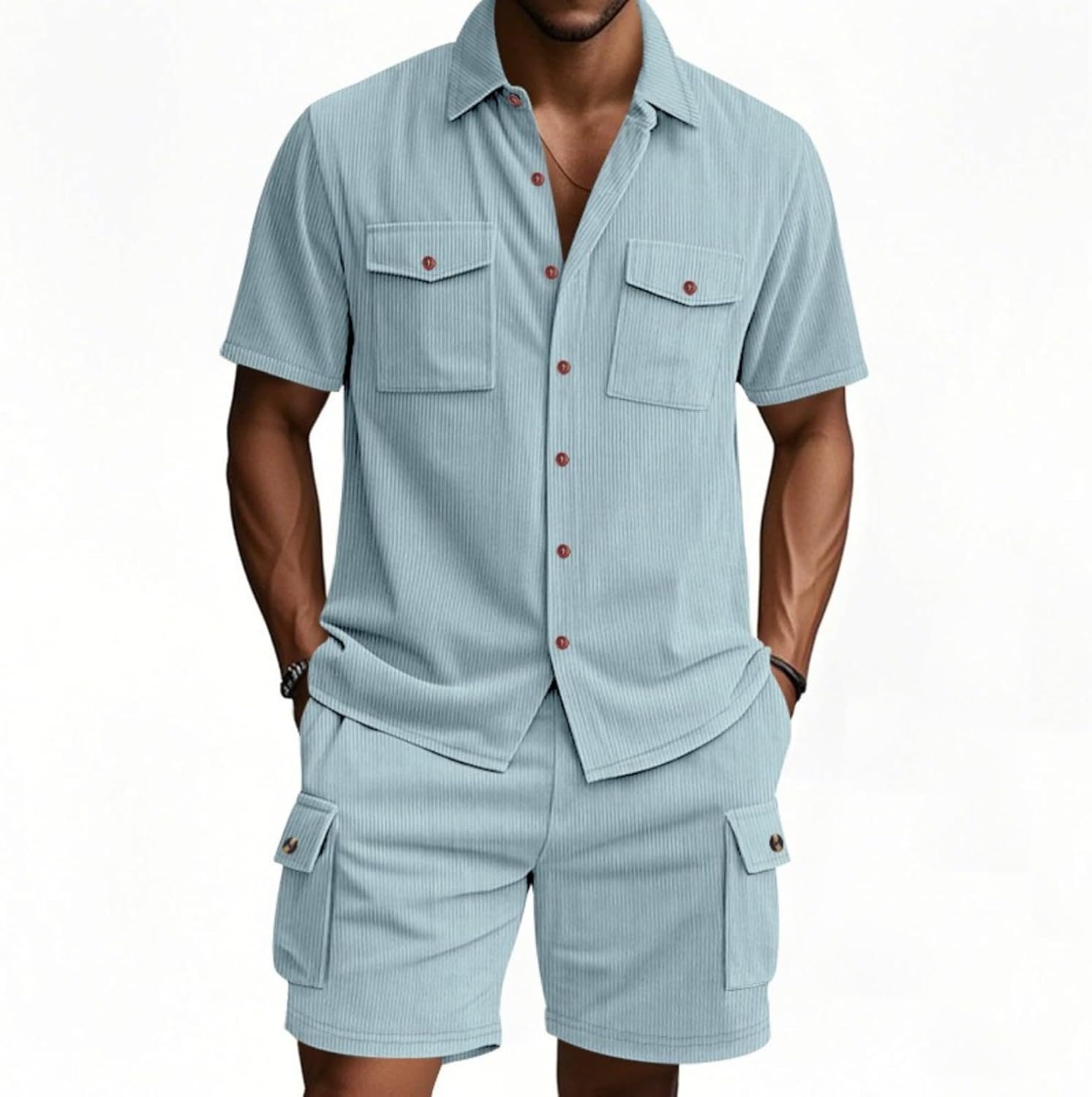 Men's Casual Shorts Drawstring Textured Bottoms Loose Fit Summer Pants