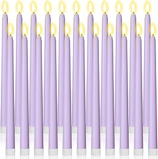 Macarrie 24 Packs Flameless Taper Candles Battery Operated Fake 11 Inch Long Candle Light LED Flameless Candlesticks Flickering Tapered for Wedding, Halloween, Christmas (Lavender Purple)