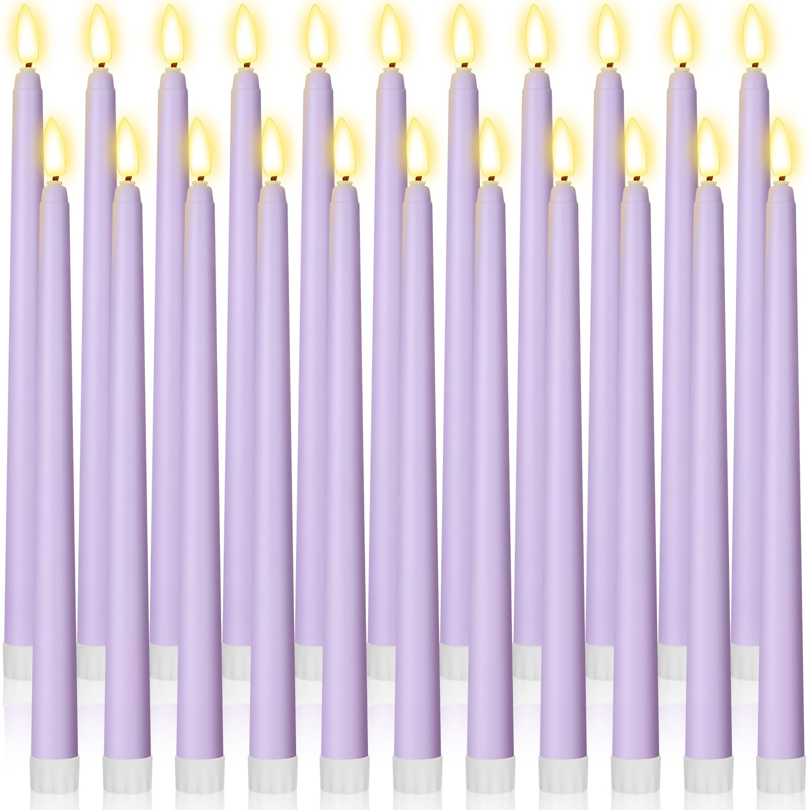 Macarrie 24 Packs Flameless Taper Candles Battery LED 11",Lavender Purple