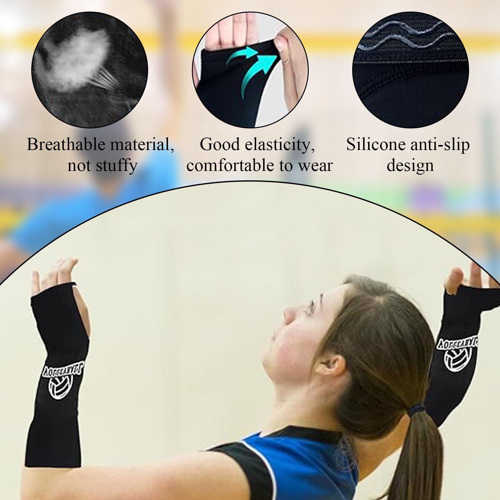 1 Paire Protège-Bras de Volley-Ball pour Femmes, Volleyball Compression Bras Coudières Bras Manchon Volley, Manchette Volley Protection Avant Bras Accessoires pour Entraînement de Volleyball