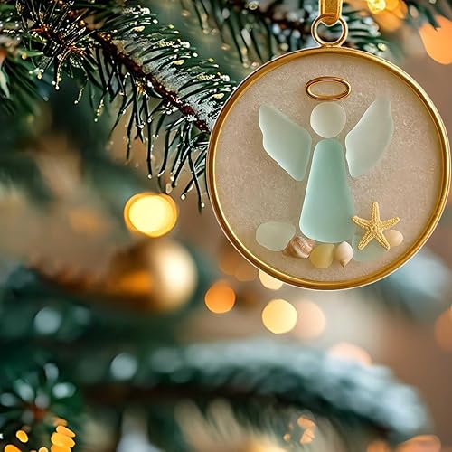 Miniatura 4 de Adorno de ángel de cristal de mar efecto 3D, colgante plano de acrílico, adorno de ángel de la guarda de cristal de mar para decoración colgante