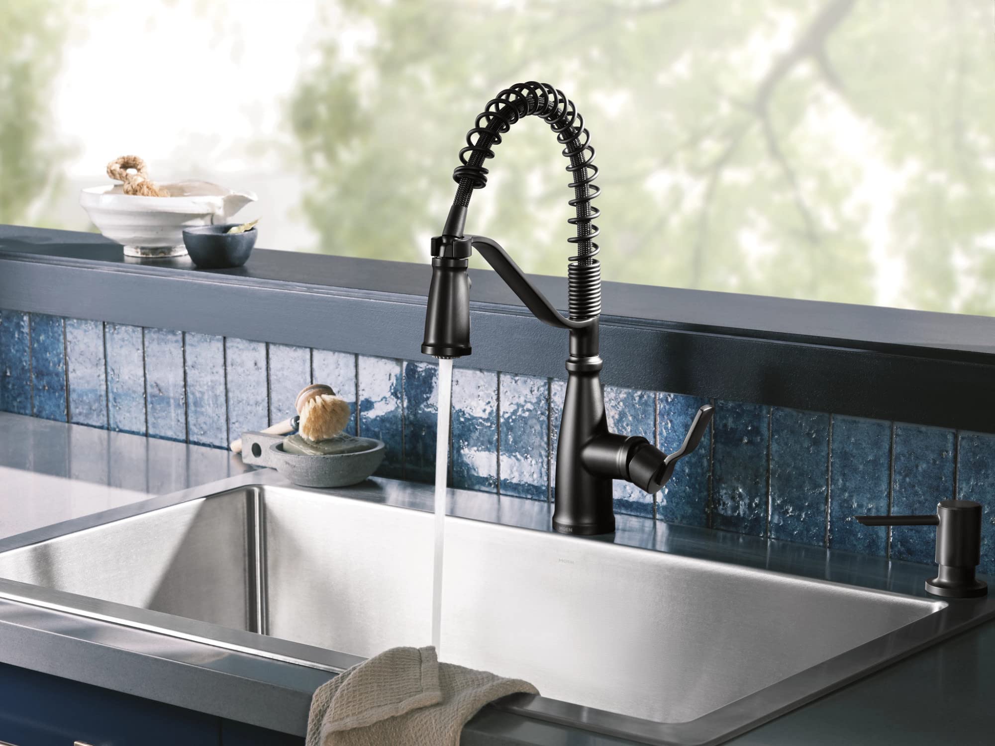 Moen S3947BL Dispensador de jabón, Matte Black