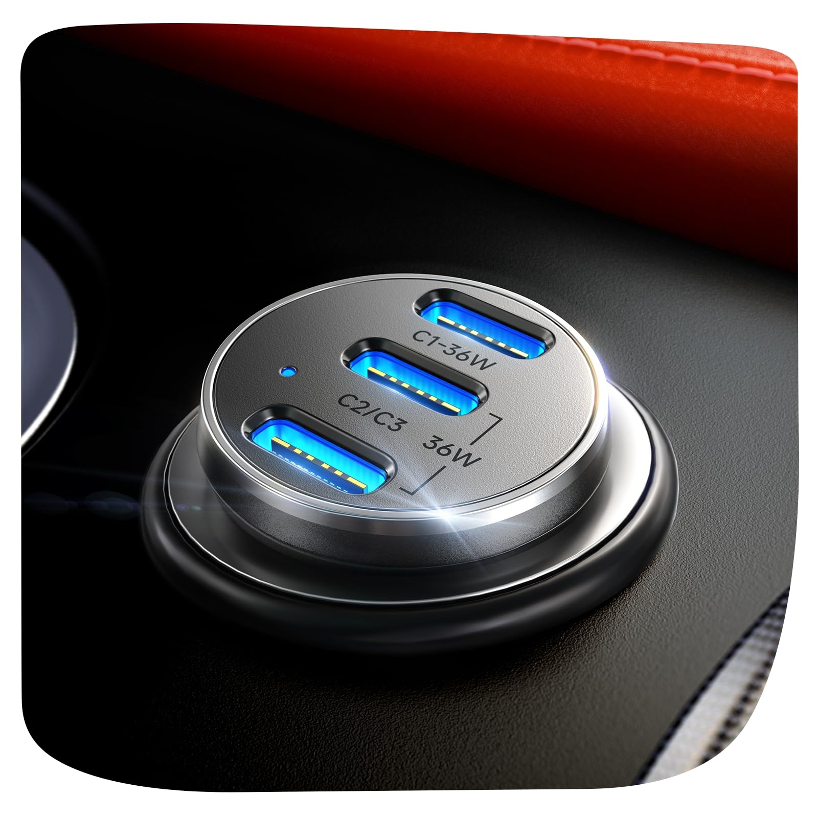 LISEN Zigarettenanzünder USB C, [PD3.0 Superschnelles Laden] Autoladegerät Zigarettenanzünder, KFZ Ladegerät USB C, Car Charger, Cadeau Saint Valentin für iPhone 17 16 15 Pro Max iPad Galaxy S25
