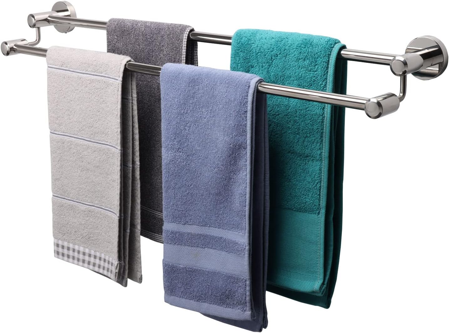 TocTen Double Bath Towel Bar - Thicken SUS304 Stainless Steel Towel Rack for Bathroom, Bathroom Accessories Double Towel Rod Heavy Duty Wall Mounted Towel Holder (Chrome, 30IN)