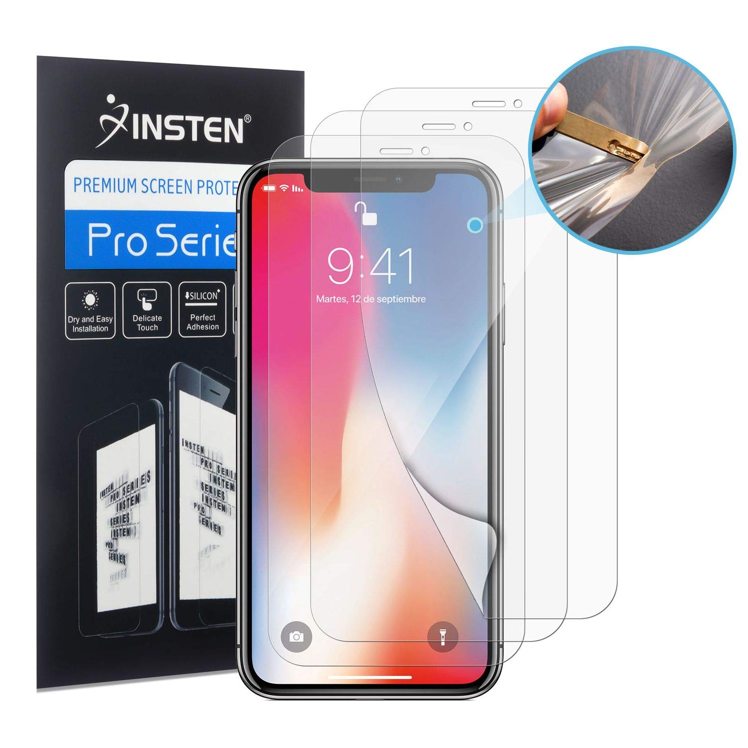 3 Pack Screen Protector Compatible with iPhone 11 Pro 5.8" 2019 / iPhone XS X [Case Friendly] Edge to Edge Full Coverage Clear HD TPU Film High Response Anti-Scratch Anti-Bubble Self Healing by Insten
