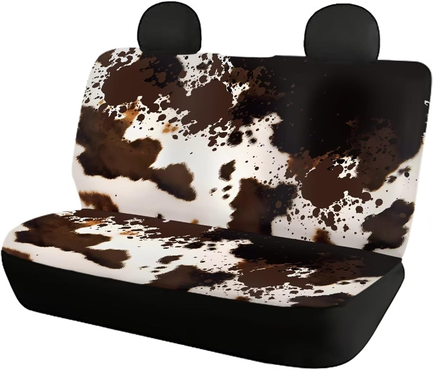 Brown Cow Print Car Seat Covers, 4 Pcs Car Front Seats and Rear Bench Cove, Universal Elastic Vehicle Seats Cushion Automotive Interior Protection Accessories