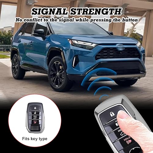 Miniatura 10 de Xotic Tech - Carcasa para llavero de TPU suave, color rosa, compatible con Toyota Land Cruiser Sienna Venza Fortuner Rav4 Prime Smart Entry Key