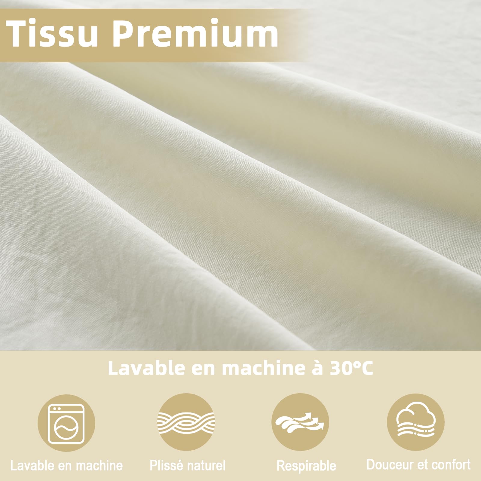 Lit Cabane Enfant, Ciel de Lit Cabane avec 1 Pièces Rideaux, Baldaquin Ciel en Tissu Doux Respirant, Ensemble de Décoration pour Chambre Fille Garçon (Beige, 145x360cm)