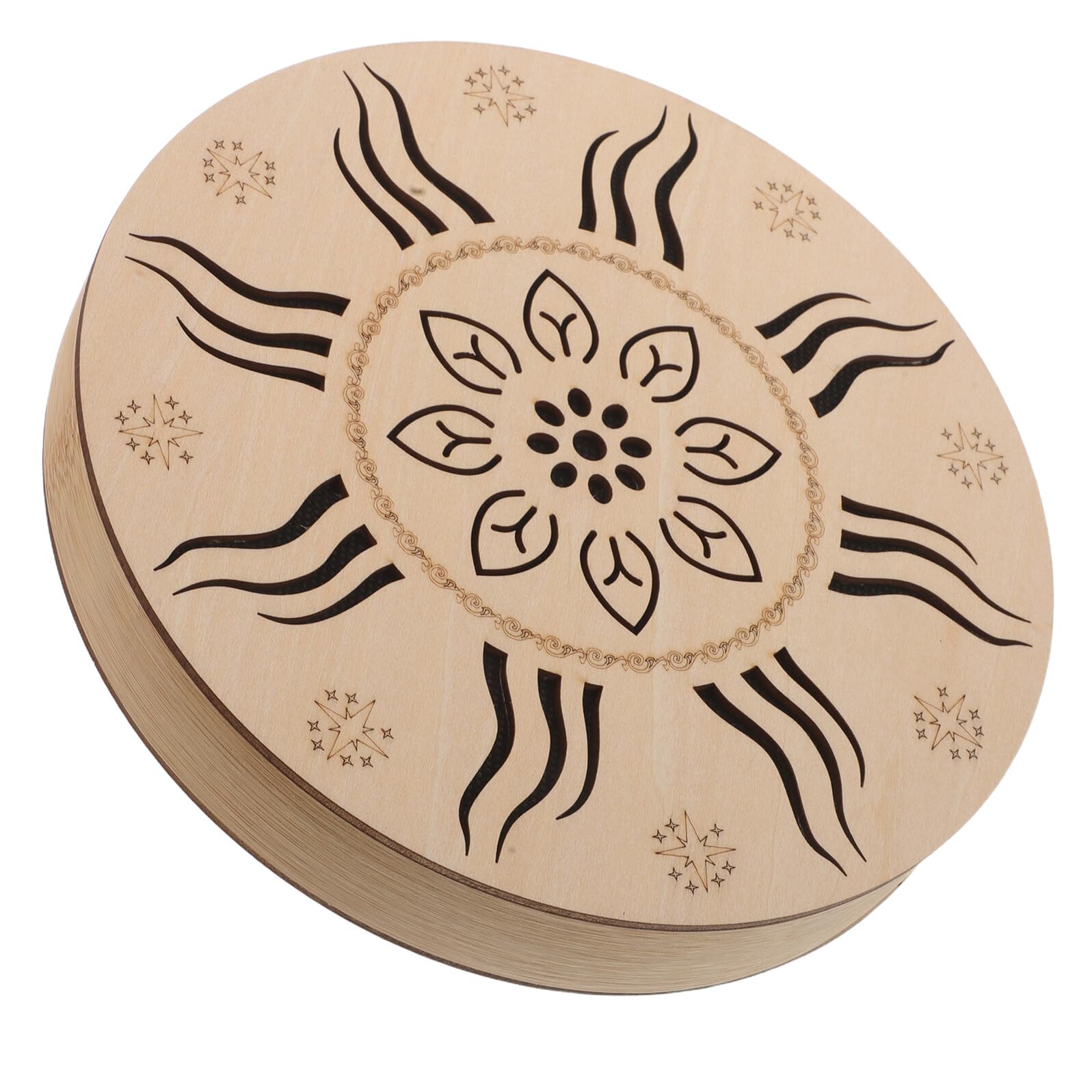 Tamburo Sonoro della Pioggia 8 Pollici, Strumento Etnico | Legno Beige, Disco Leggero, Intagli Artistici, per Collezionisti e Amanti della Musica