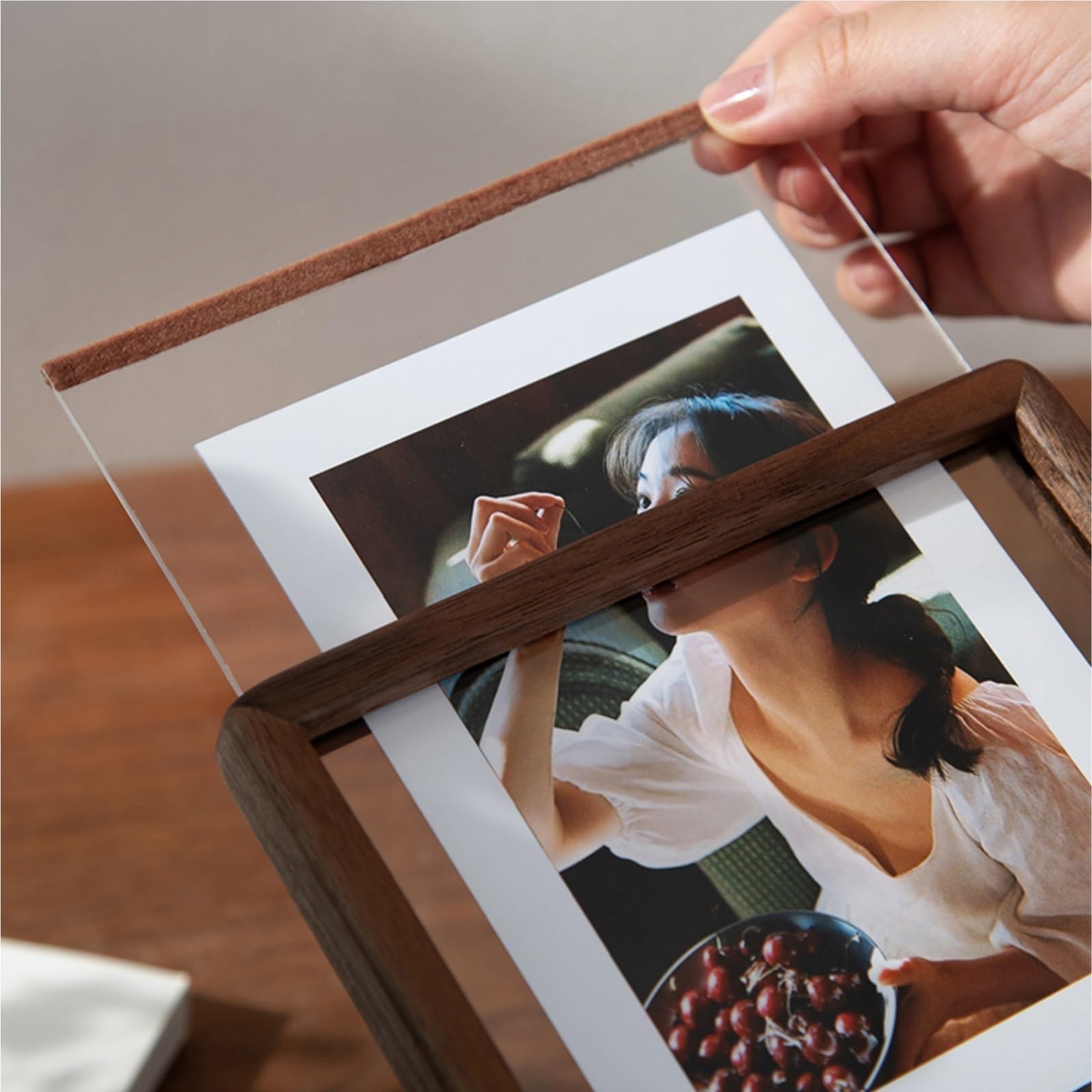 Marcos de Fotos Portaretratos Marco De Fotos Madera Maciza For Colgar En La Pared, Caligrafía Y Pintura Decorativa Decoración de Amigos(Dark Brown,8inch)