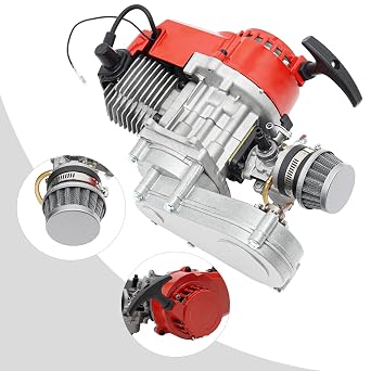49cc 2 Stroke Engine Motor KIt forPocket Mini Dirt Bike ATV, 48km/h High Speed Air-Cooled Racing Engine with T-Shaped Hand Puller for Engine Replacement, Modified Bicycle