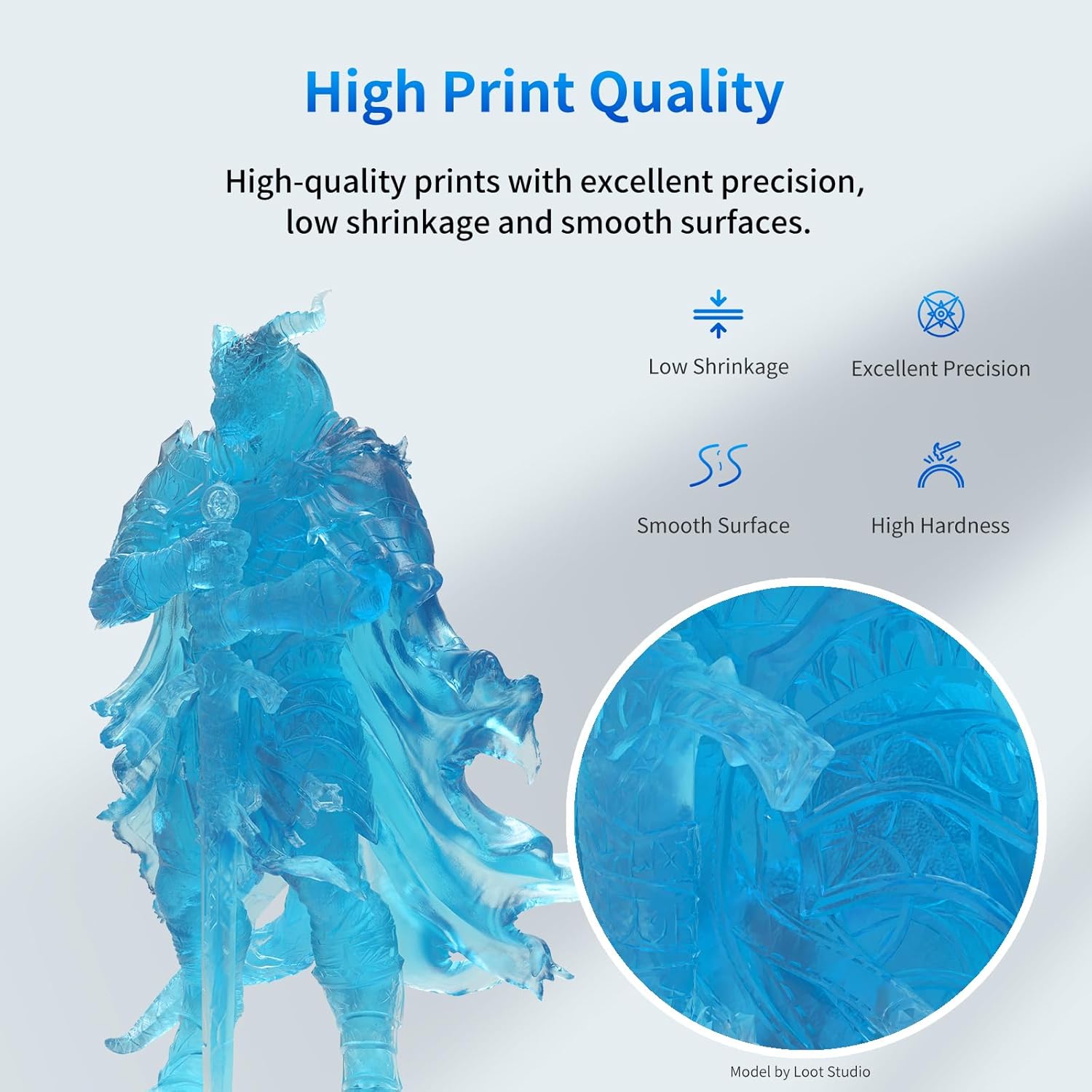 ANYCUBIC 3D Printer Resin, 405nm SLA UV-Curing Resin with High Precision and Quick Curing & Excellent Fluidity for LCD 3D Printing (Clear Blue, 1kg)