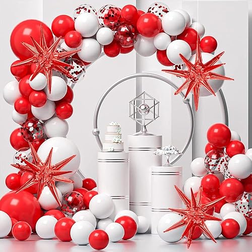 Miniatura 2 de Globos de estrella rojos para decoración de fiesta, 6 conos, explosión, estrella de mylar, globos de aluminio grandes en explosión, suministros de