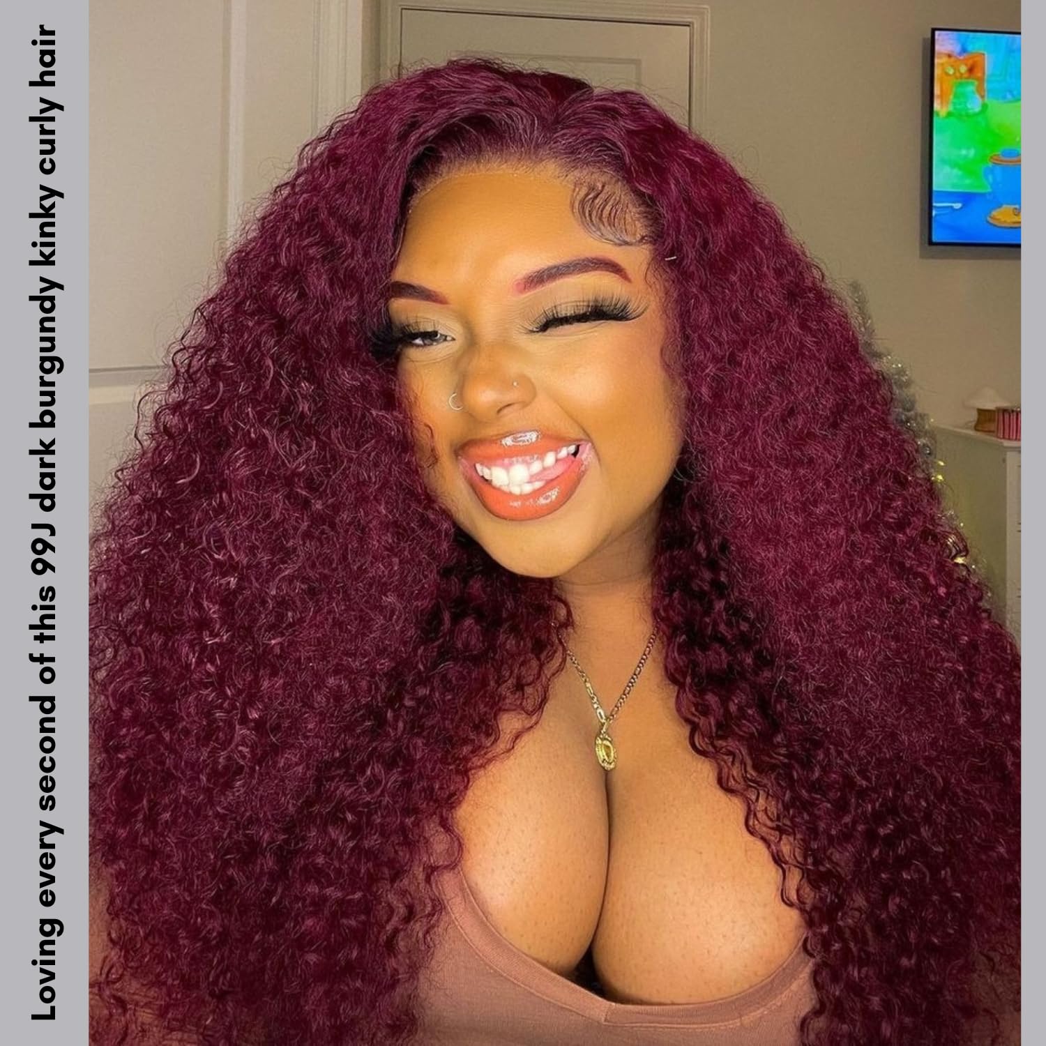 Amazon.com : Anmetan Dark Burgundy 99J Kinky Curly Human 