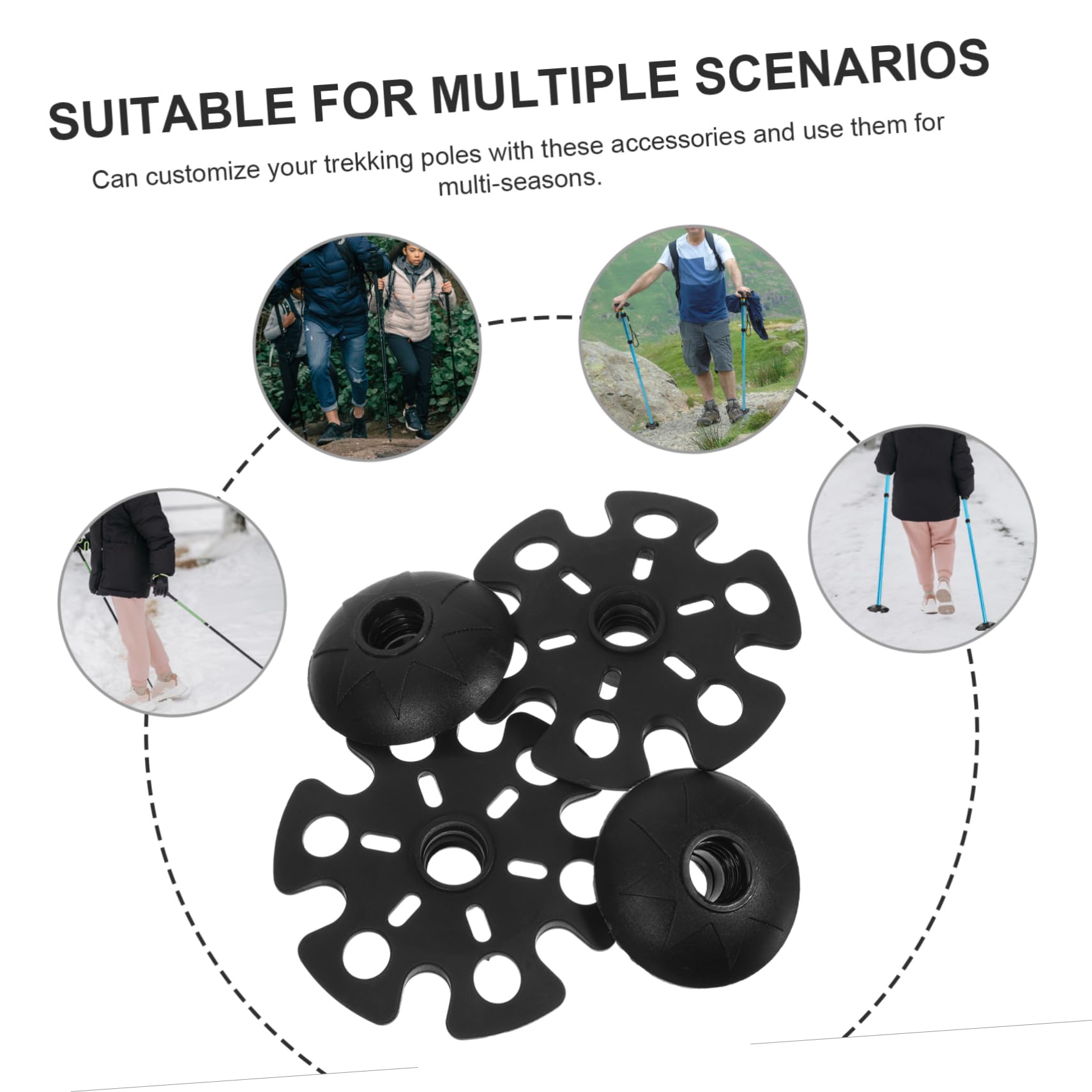 VANZACK 4pièces Embouts pour Bâtons De Randonnée Forme De De Neige Coussinets pour Marche Accessoires De Randonnée Ski De Fond Et Durables